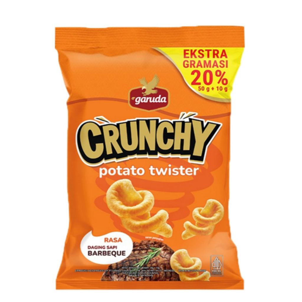 

Garuda Crunchy Keripik Kentang Twister Rasa Barbekiu 60gr