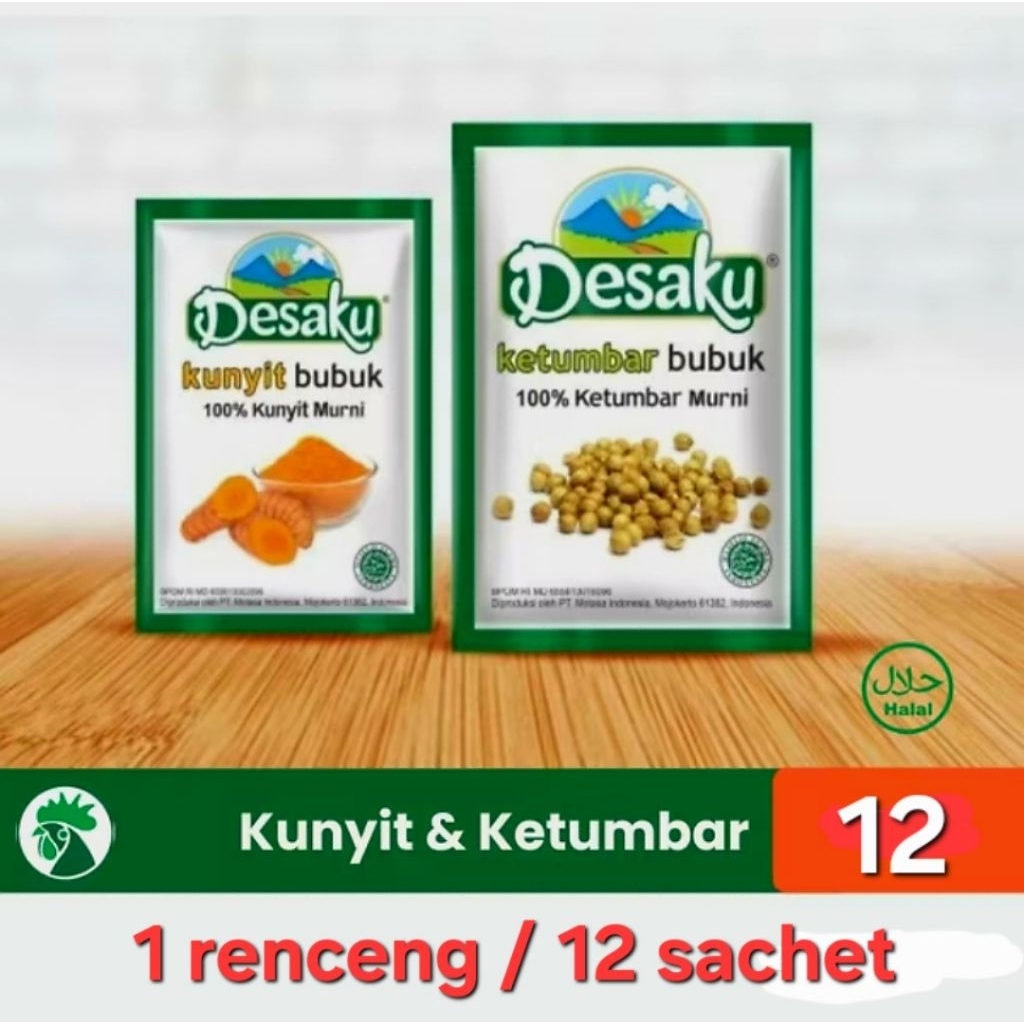 

1 Renceng / 12 Sachet Desaku Ketumbar Bubuk @ 12.5g Kunyit Bubuk @5g | Mom Happy Store
