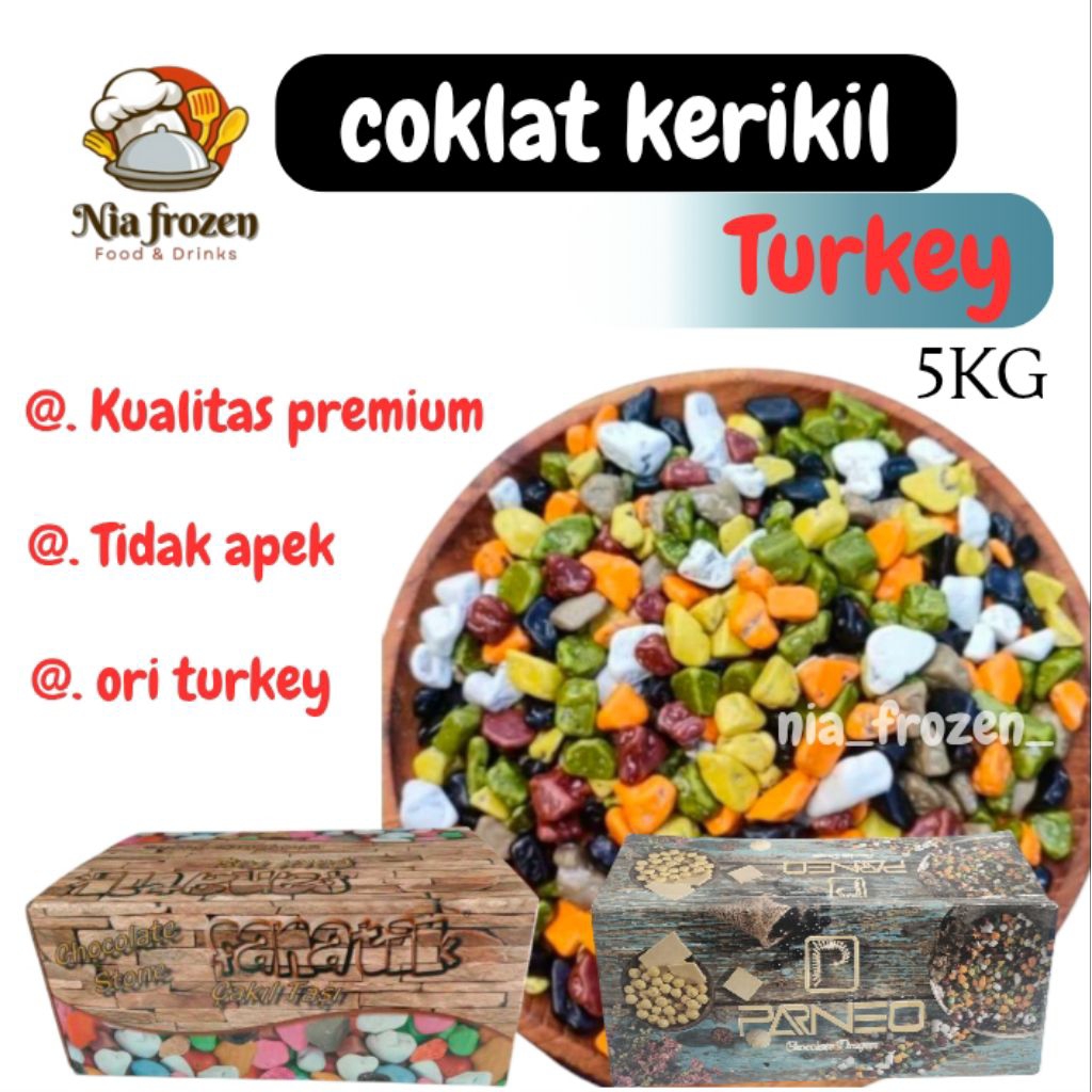 

COKLAT KERIKIL ORIGINAL TURKEY KEMASAN 1KG / 500GR