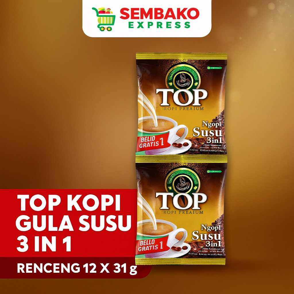 

Top Coffee Gula Susu 3 in 1 Renceng 12 x 31g