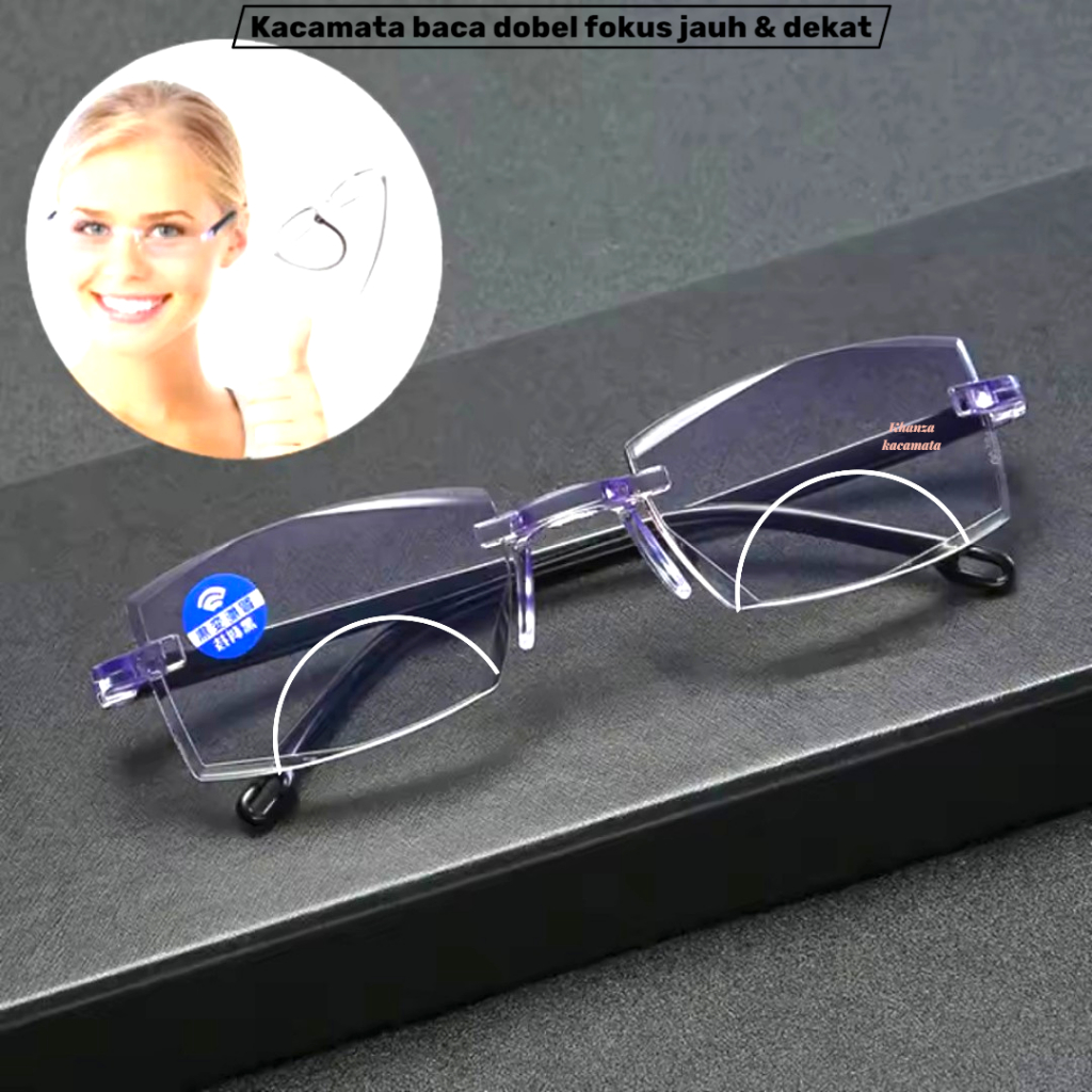 Kacamata Baca Jauh Dekat Kacamata Baca Dobel Fokus Blueray Ringan Lentur Pria & wanita