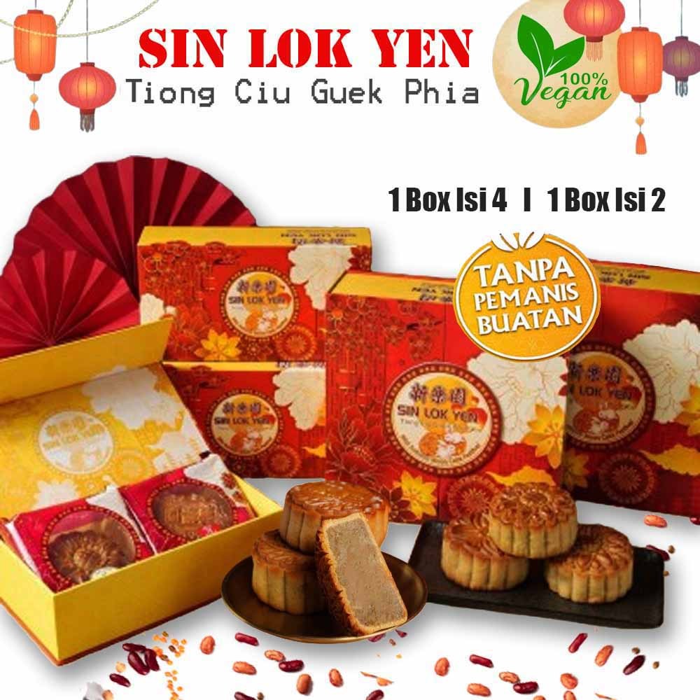 

Vegan Hamper Mooncake Sin Lok Yen isi 4 pcs Mooncake Kue Bulan Sin Lok Yen 1 Dus isi 2 Thiong Ciu Pia Hampers Kue Bulan Vegetarian Moon Cake Kue Bulan Medan
