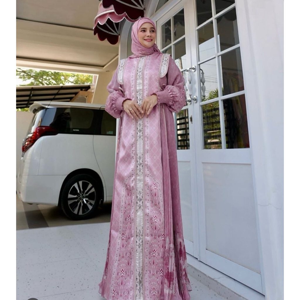 Gamis syari brand eles linasikujo syari set sracf gamis linasukijo gamis eles