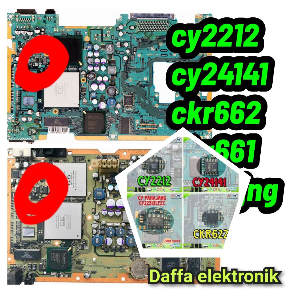 ic cy2212 cy24141 ckr662 ckr61 ckr622 cy2212 panjang ps2 fat tebal / ic Cristal cy ps2 seri 1,3,5 / 