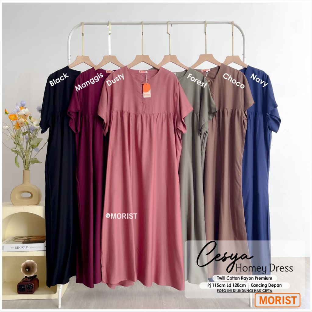 Cesya Homey Dress Gamis Jumbo Allsize Busui Premium Catton Rayon Original Ori Morist Berlabel