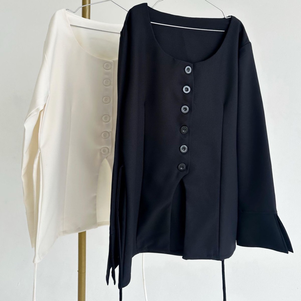 BUTTON UP SHIRT LONGSLEVEE | Atasan Wanita | Blouse Polos | Blouse Slit | Blouse fitted | Blouse hit