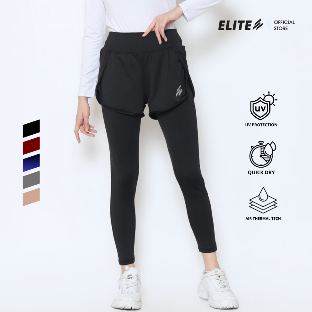 ELITE - Legging Celana Hotpant 2in1 Luxury | Running [ FREE KAOS KAKI ]