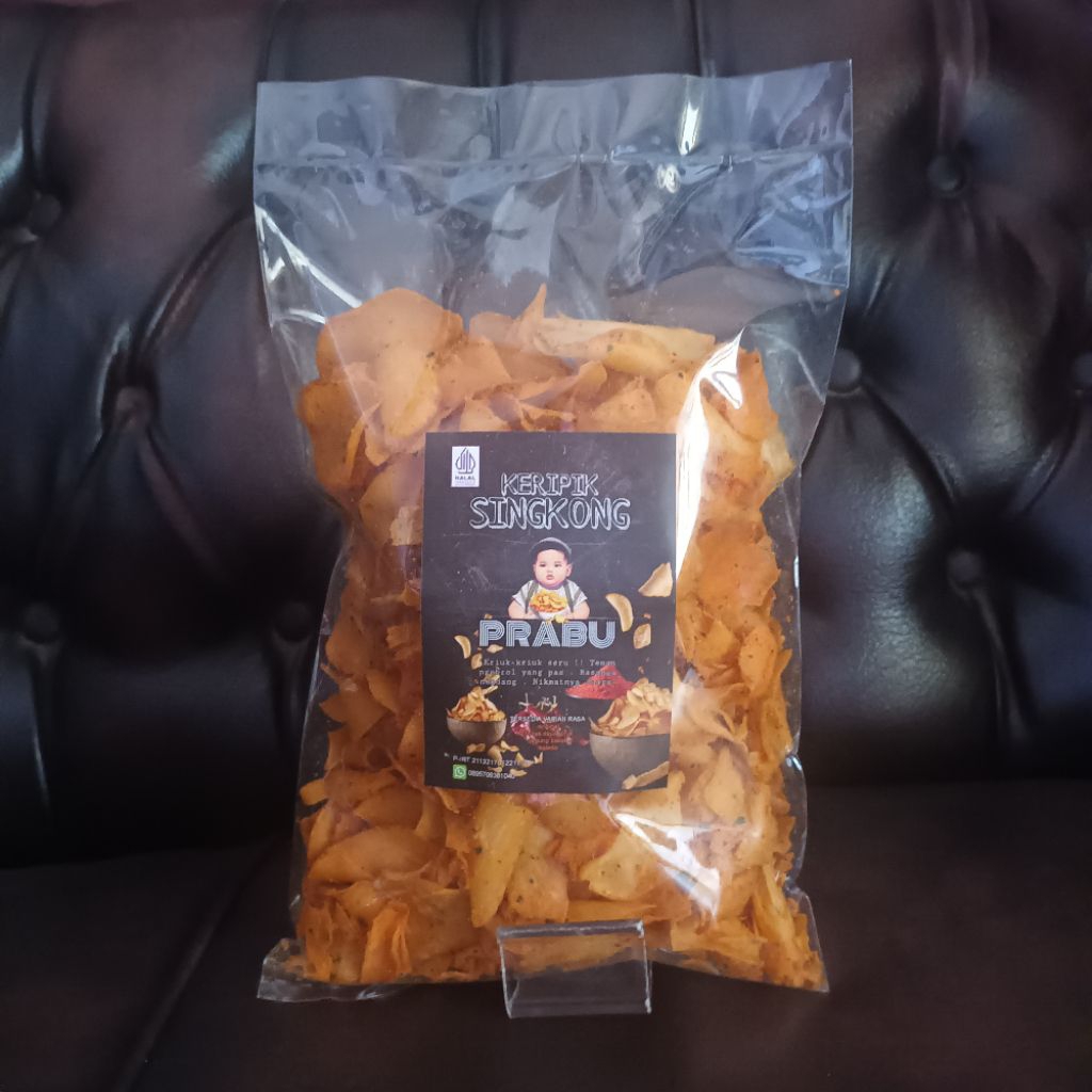 

Keripik Singkong PRABU Pedas Daun Jeruk 250g | Snack Pedas Wangi Renyah Halal