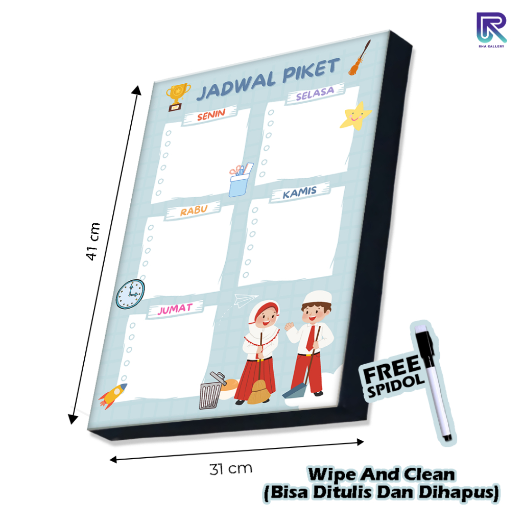 

RHA GALLERY Papan Tulis Kayu Sekolah Jadwal Piket Kelas Siswa Planner Schedule Board Aesthetic