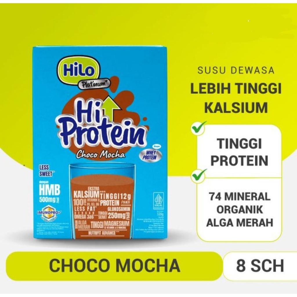 

Hilo Platinum +HMB 8 Sachet Rasa Choco Mocha 320 Gr (Isi 8 Sachet)