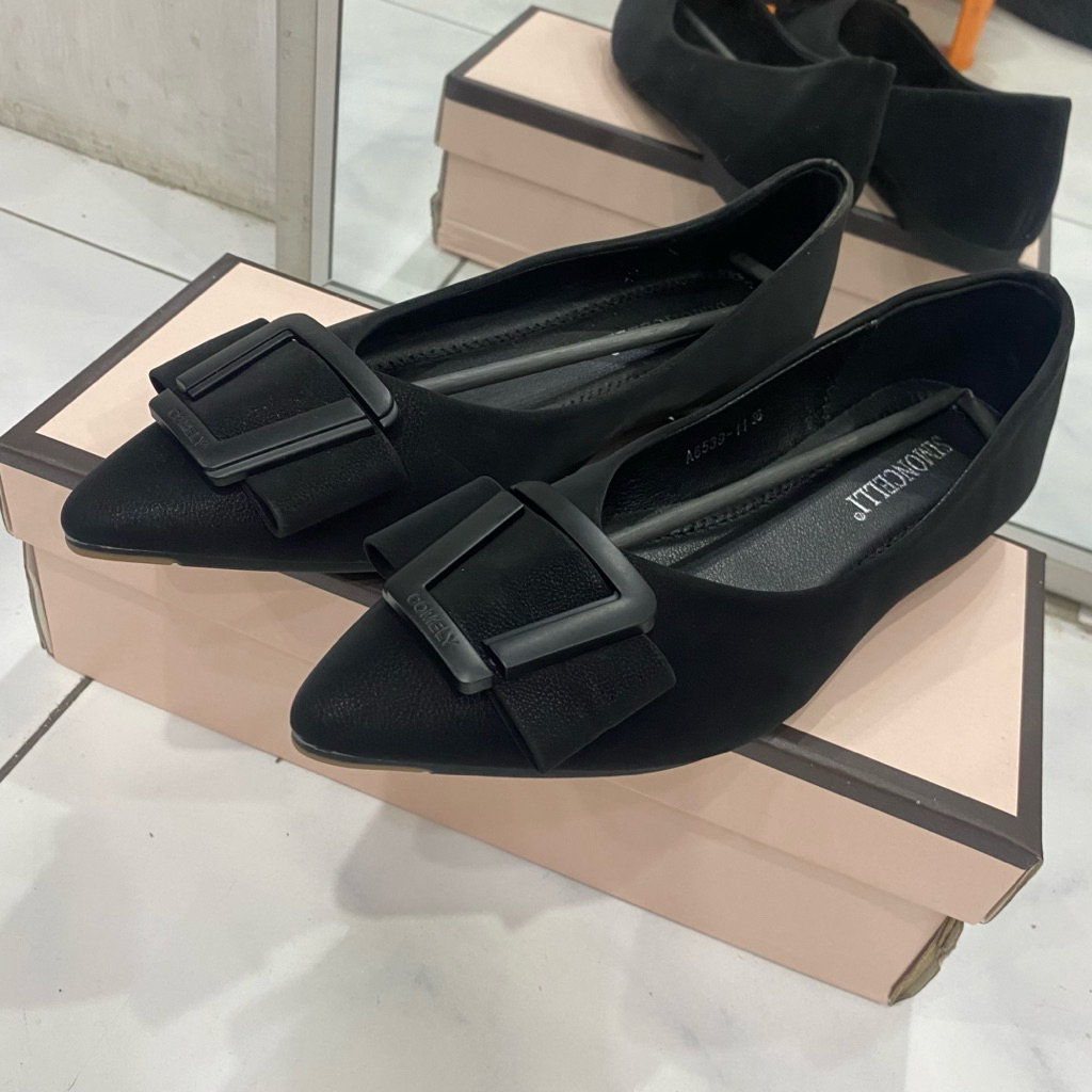 SEPATU FLAT KERJA HITAM IMPORT
