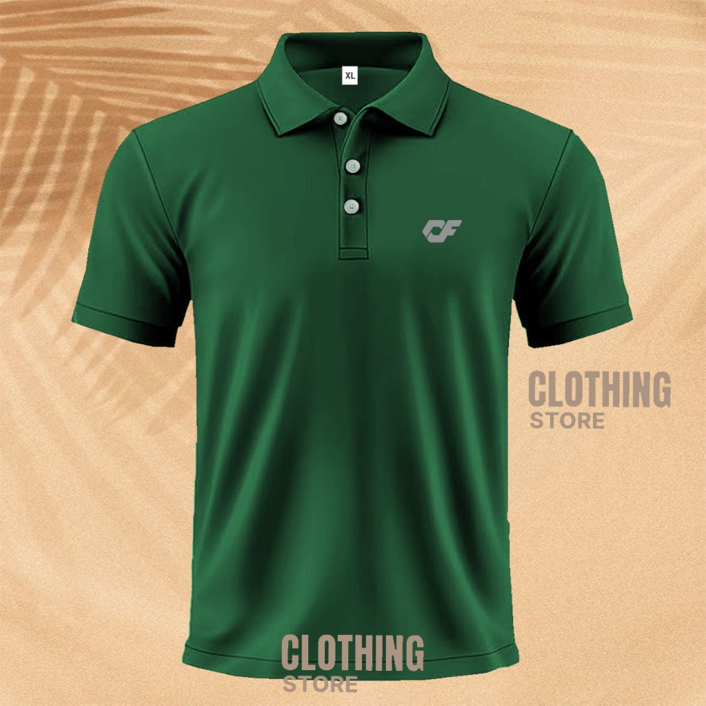 COD !!! Polo Shrit Distro  CF Text Silver Premium Baju Kerah Unisex Lengan Pendek T-Shrit Kaos Pria 