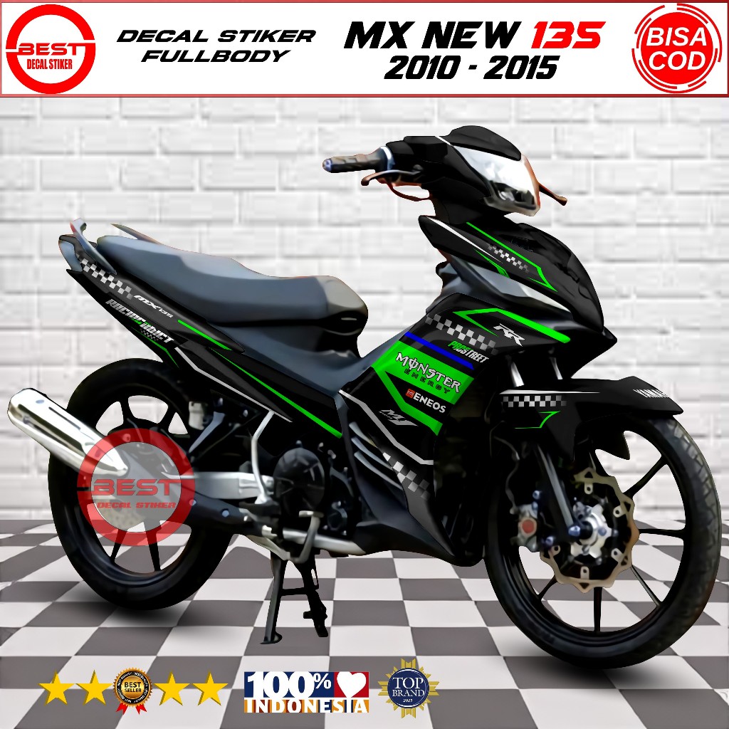 Decal Jupiter MX NEW 135 Full Body Desain Monster Racing Custom - Variasi Stiker Motor MX NEW 135