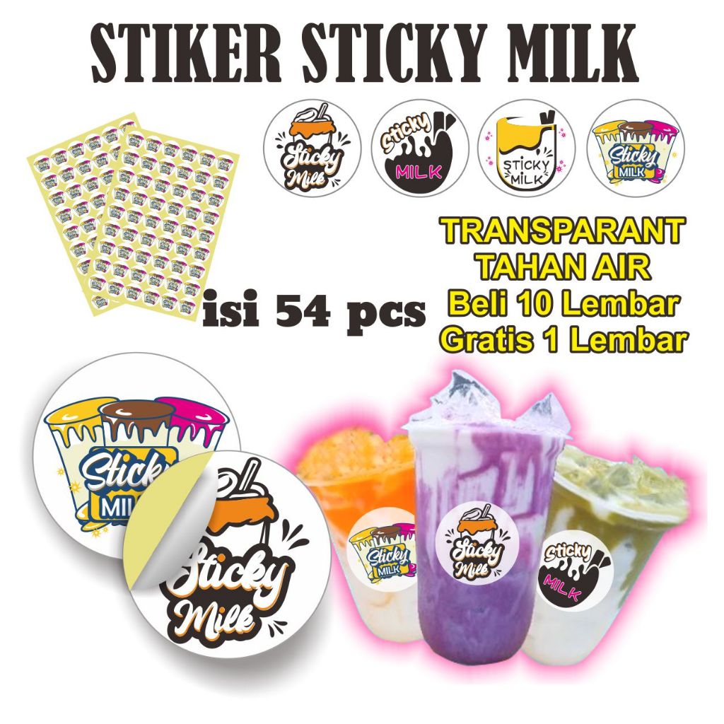 

Stiker Gelas Cup / Stiker Kemasan Sticky Milk / Stiker CUP / Stiker Botol