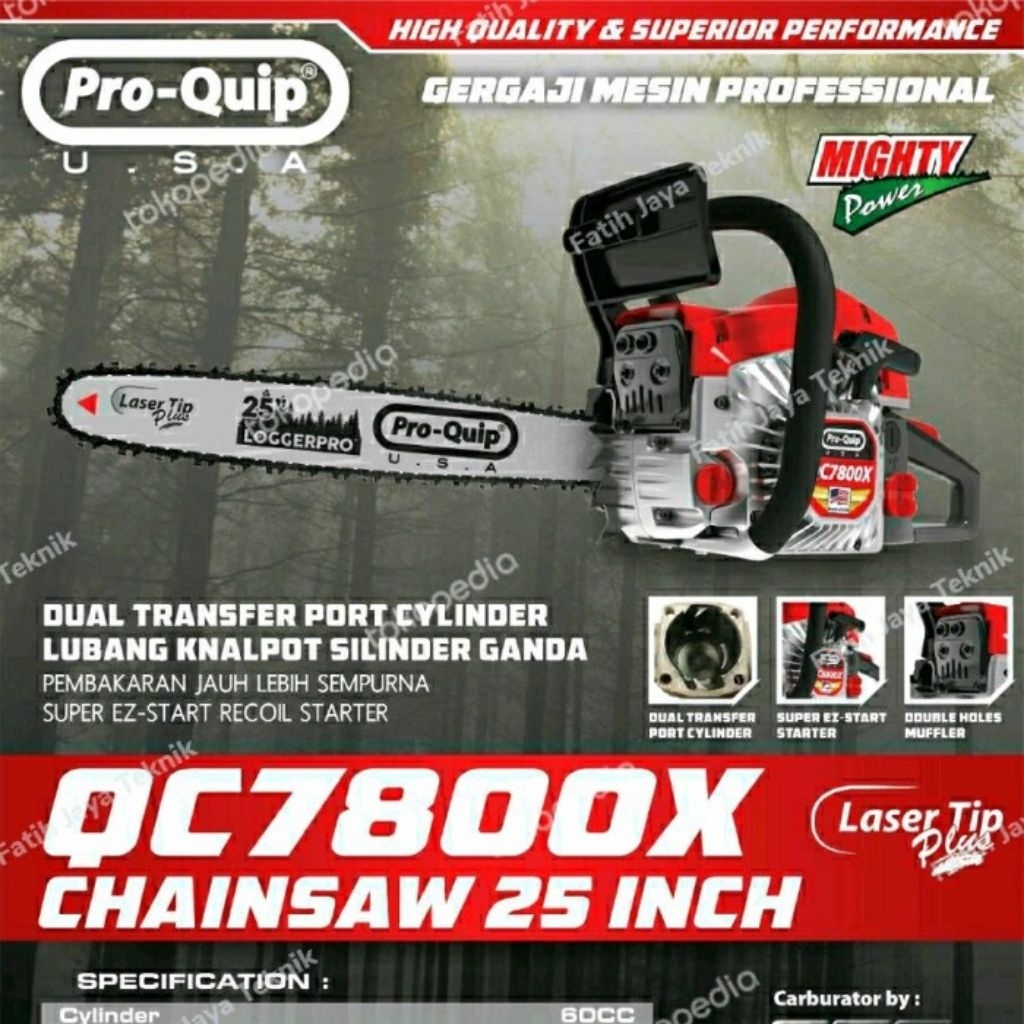 Mesin Senso 25 Inch Bar Baja Rantai OREGON PRO-QUIP QC7800XP / Chainsaw Mesin Gergaji Kayu 25 Inch B