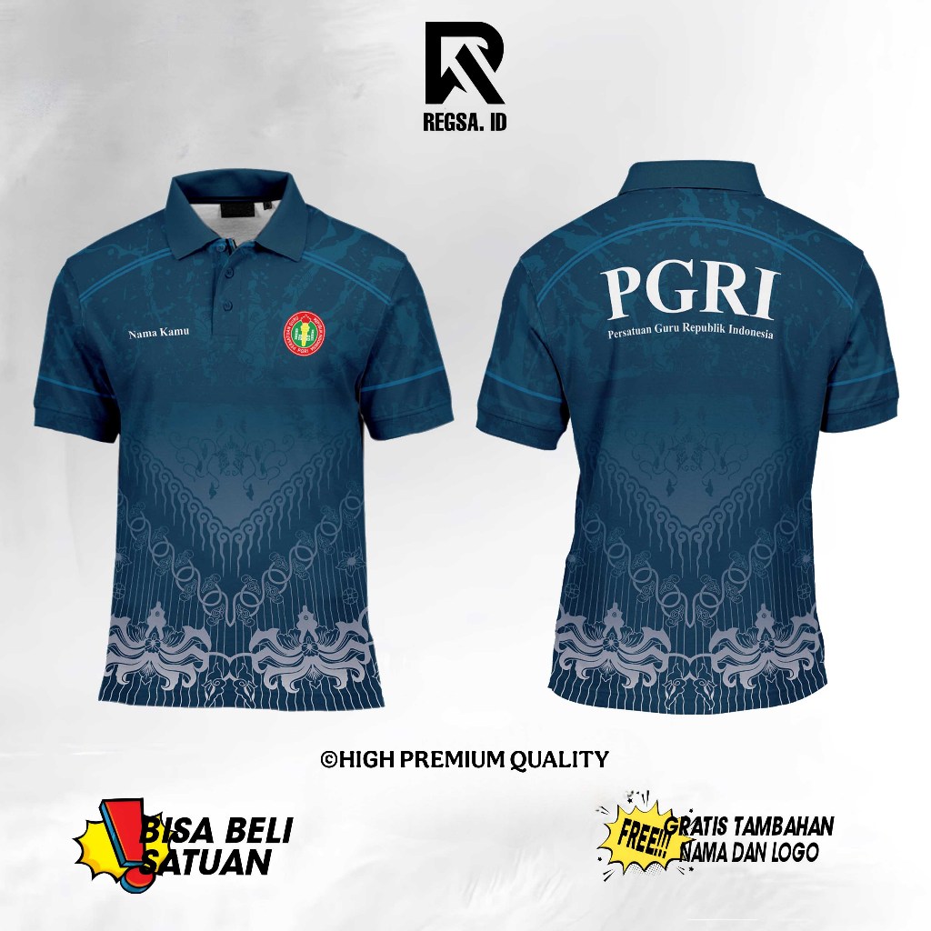 RA Baju Persatuan Guru Republik Indonesia PGRI  2025 Pria/Wanita Gratis custom nama dan logo Berkera