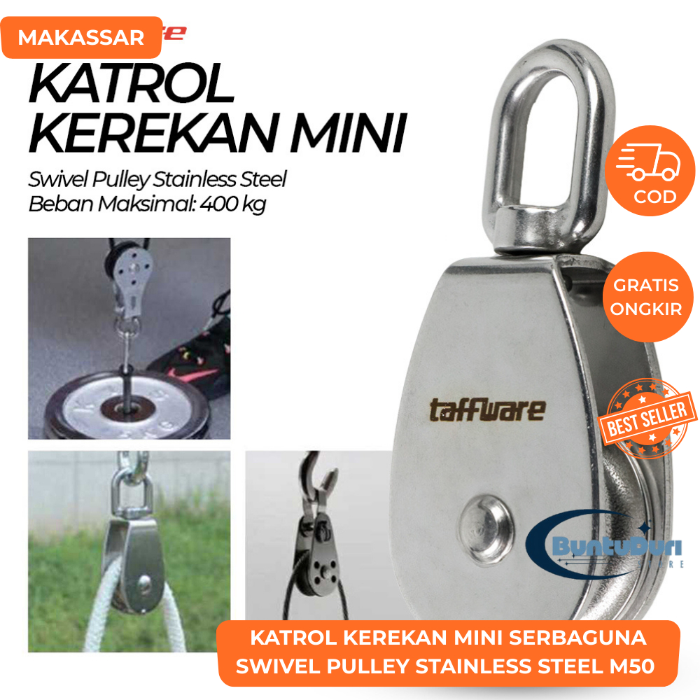Katrol Kerekan Mini Serbaguna Swivel Pulley Stainless Steel M50
