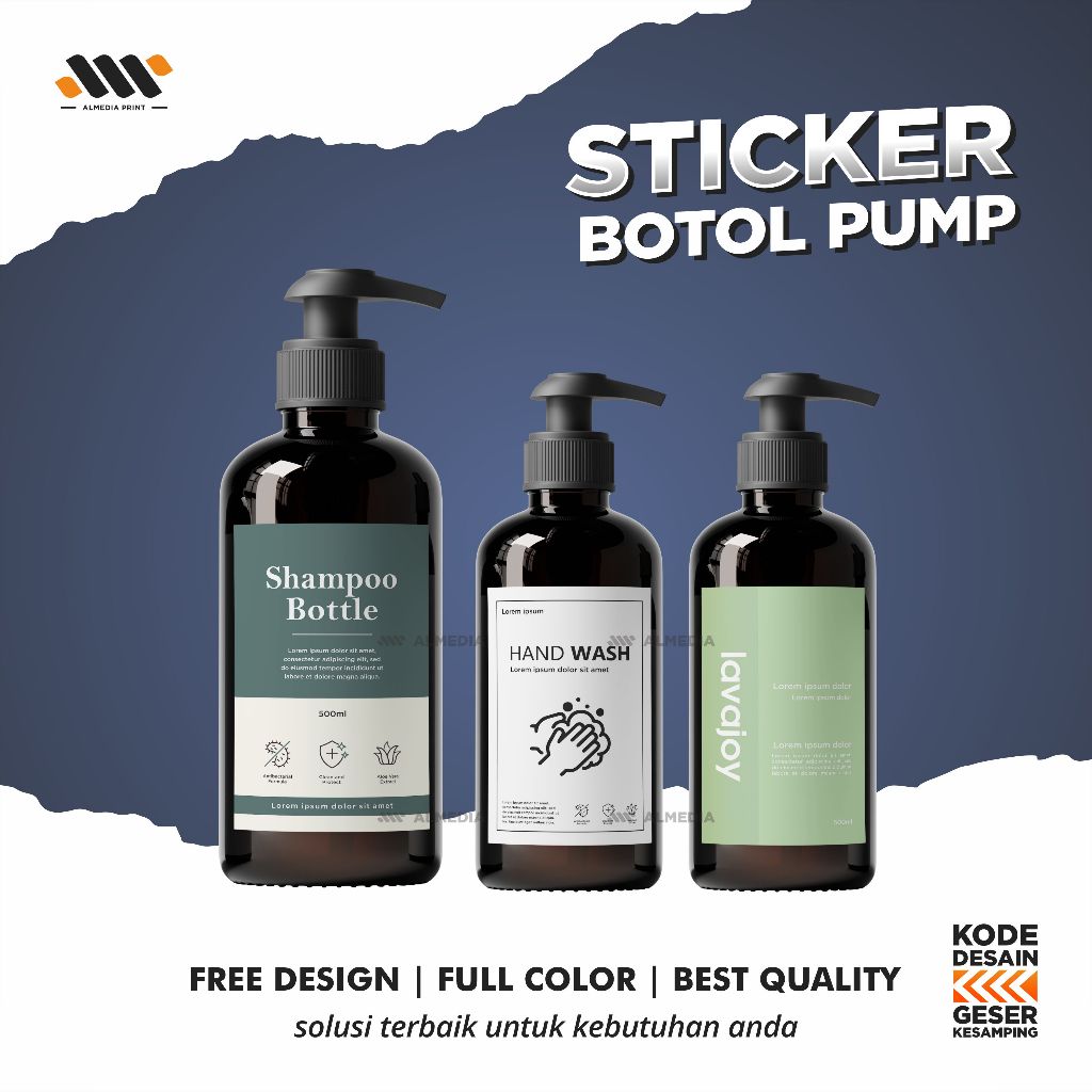 

Label Sticker Botol sabun Label Sticker Bottle Pump STICKER ONLY Botol Amber (GRATIS DESAIN)