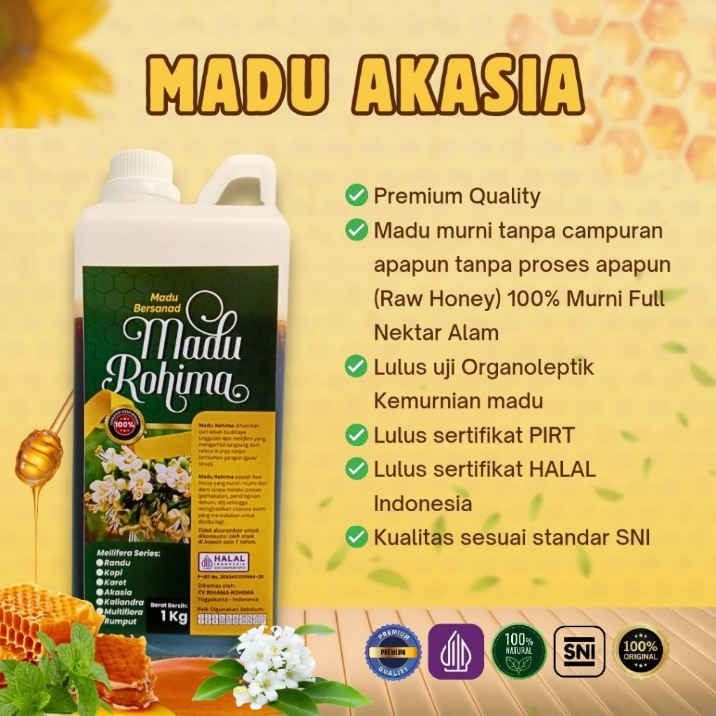 

Madu ASLI MURNI_1kg_full nektar 100% Akasia Carva Rohima_Standar SNI Grade A Raw Honey Hutan Alam Indonesia Madu Keluarga sehat Suplemen Alami