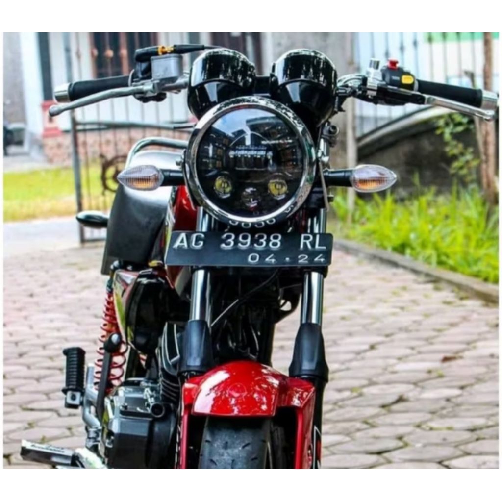 REFLEKTOR LAMPU DEPAN LED 7INCH RX KING NINJA TIGER SCORPIO W175 CB400_DAYMAKER 7INCH SET RING DAN B
