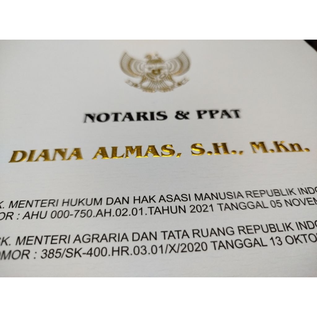 FOIL EMAS dan TIMBUL Cover/Map Kantor NOTARIS PPAT