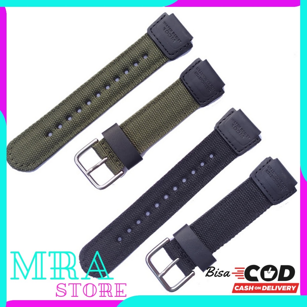 Tali jam Canvas Kanvas Nylon Casio AE-1200 AE-1300 AE-1000 W-735H AQ-S810 AW-80 AW-82 W-800 W-216H W