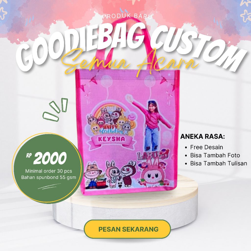 

Tas Ulang Tahun Anak/Souvenir Ulang Tahun/Tas Spundbond Custom/Tas Ulang Tahun Custom