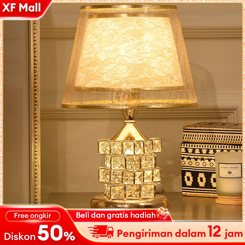 Garansi 10 tahun Crystal Desk Lampu Tidur Aesthetic Lampu Meja Tidur Mewah Kristal Modern Lampu Meja