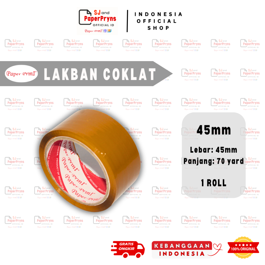 

PAPERPRYNS Lakban OPP Coklat 45mm x 70 Yard - 1 ROLL