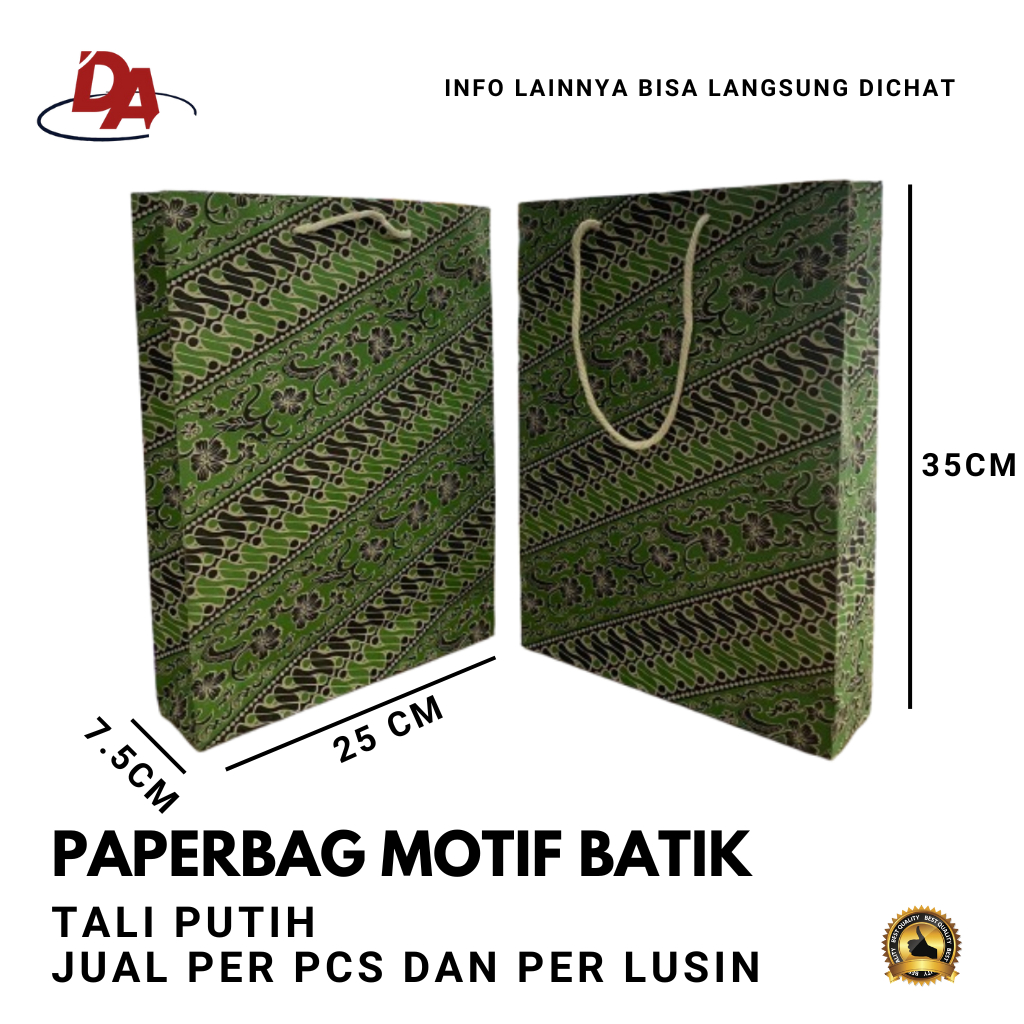 

Paperbag Motif Batik PER LUSIN - Paperbag Gambar - Tas Souvenir - Tas Kertas 25x35x7.5