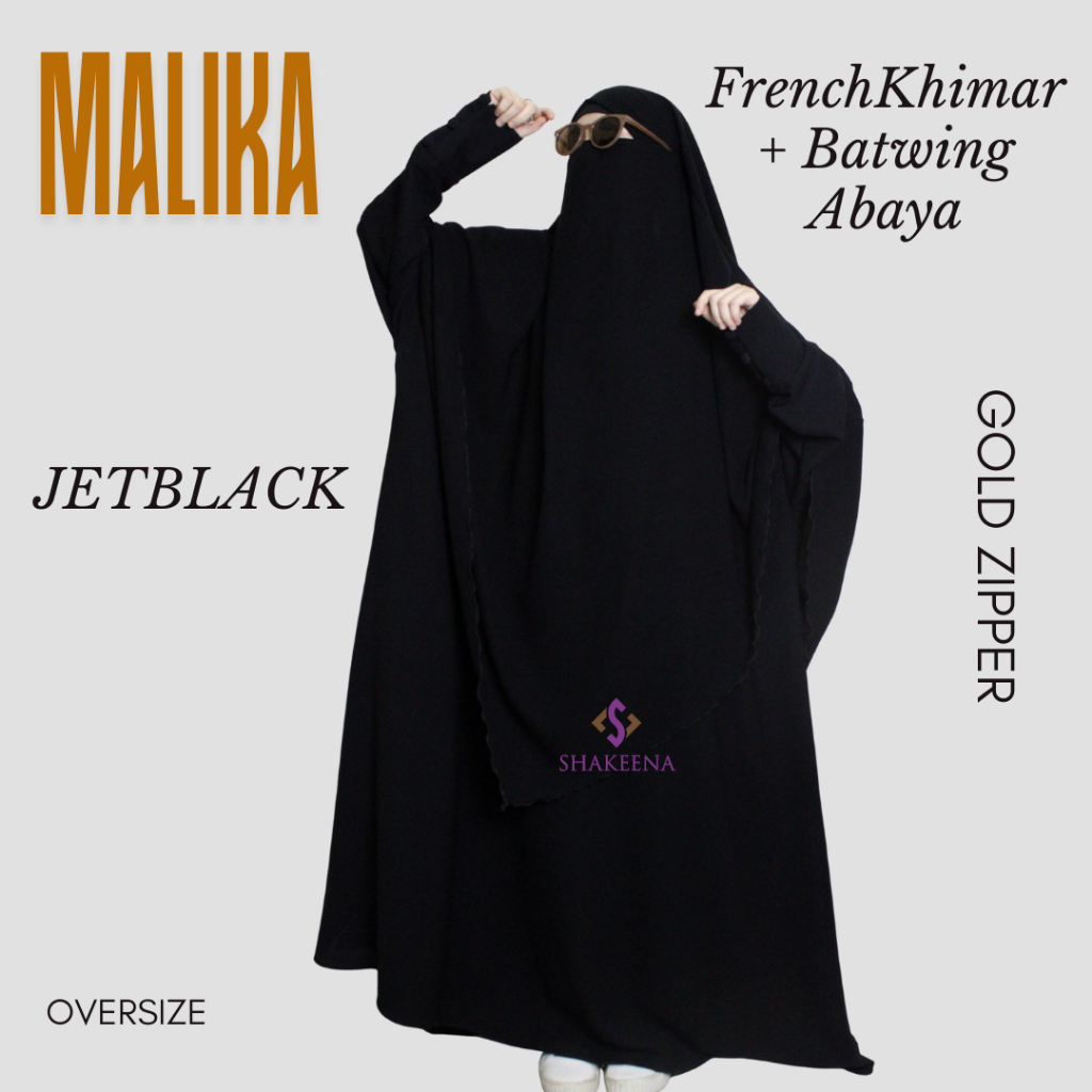 Set Gamis Abaya Batwing Jetblack | Abaya set FK Hitam Premium | Gamis Overzise Jetblack