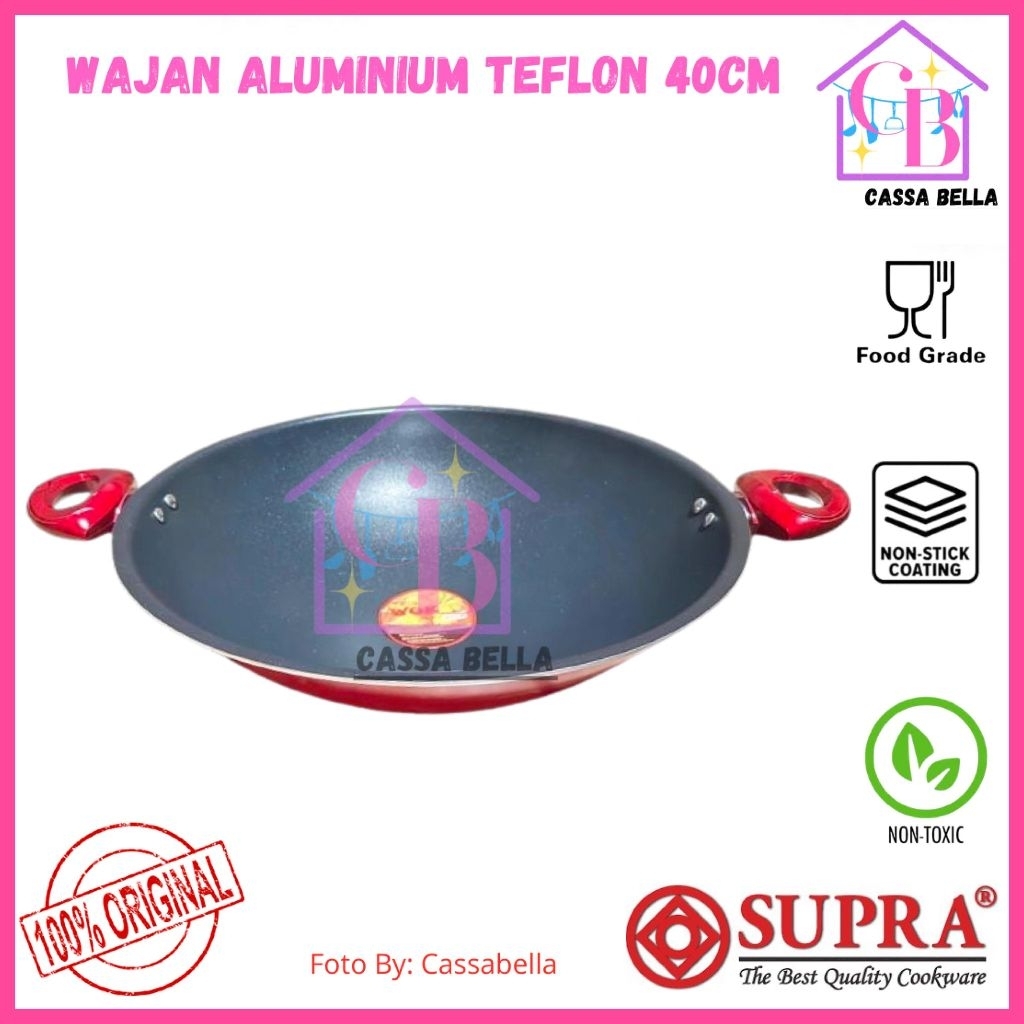 Wajan Supra 40cm / Wok 40cm Aluminium / Wajan Aluminium Teflon 40cm