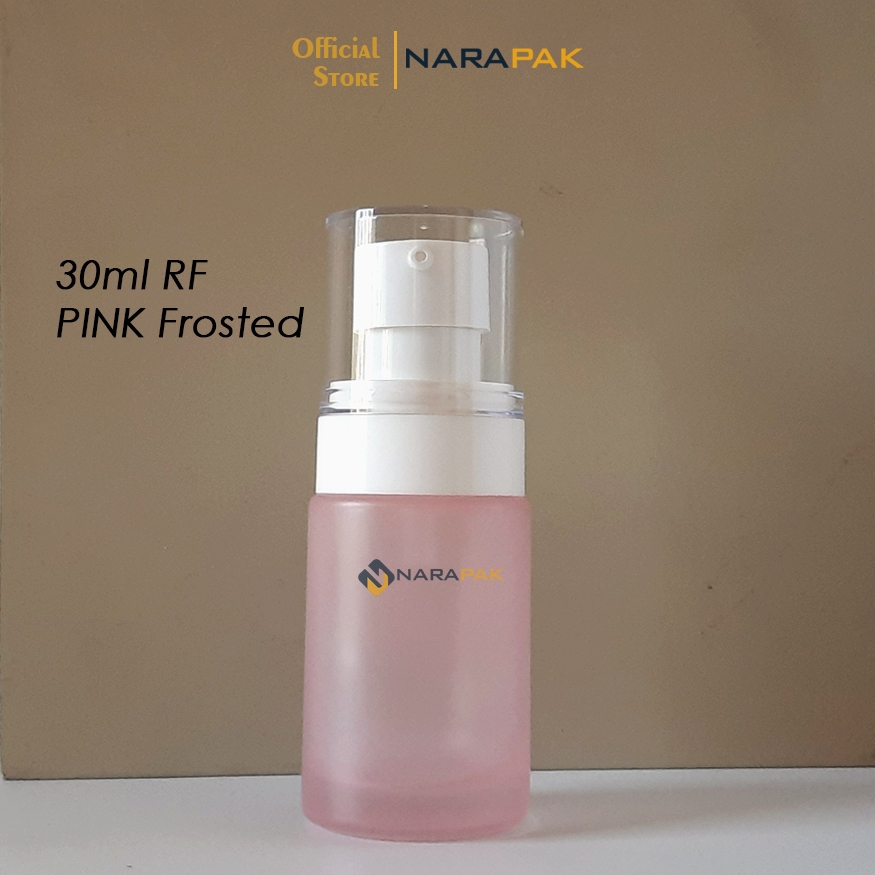 Botol Kaca 30ml Bahu Datar Pink Dof RF Tutup Pump PUTIH Lotion Skintific Serum Skincare SK2035WL