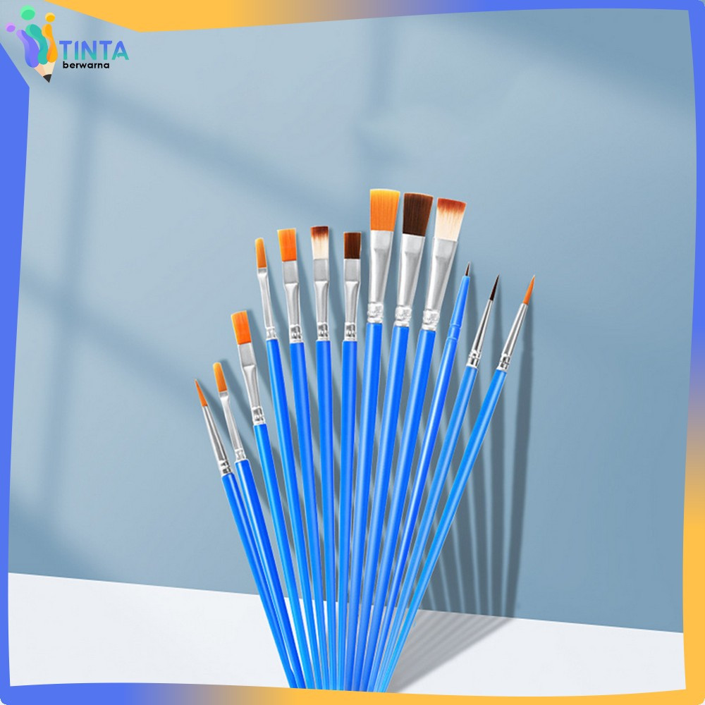 

Paint Brush Nilon Ujung Pointed dan Flat / Kuas Lukis Lancip Datar Art / Brush Cat Minyak Akrilik Tinta Berwarna A98