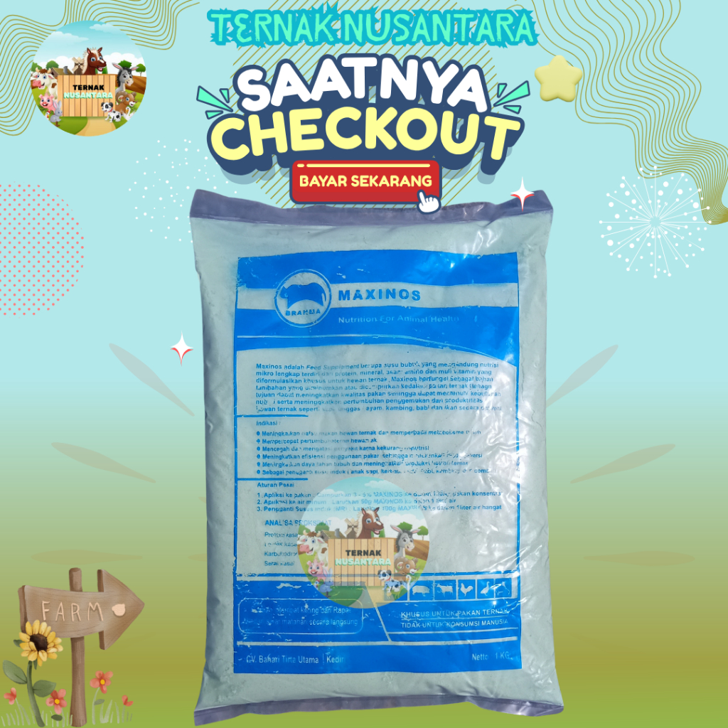MAXINOS 1 KG - Susu Ternak Kemasan untuk Pengganti Susu Indukan