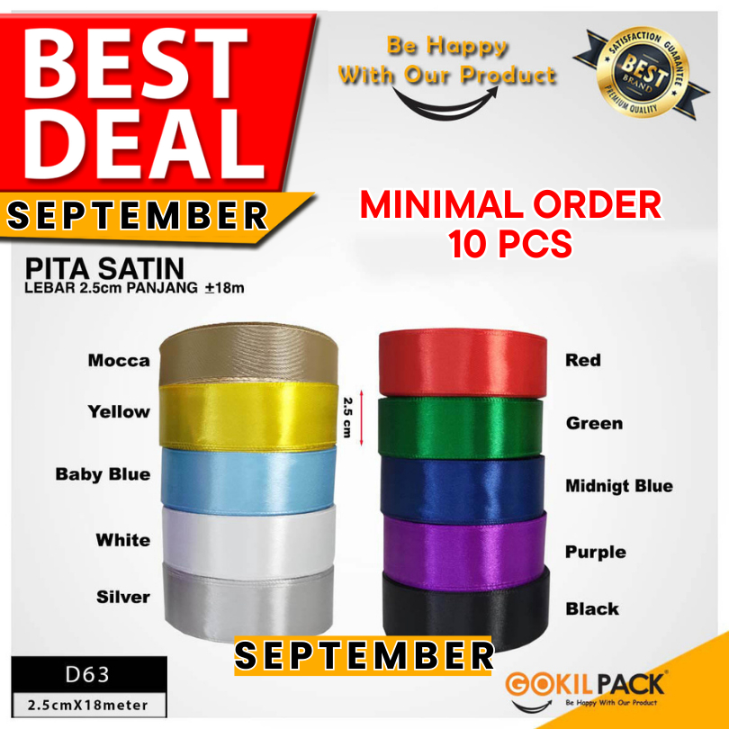 

Pita Satin Ribbon Kado 1 Inch (2.5 cm) / Panjang 18 Meter|D63