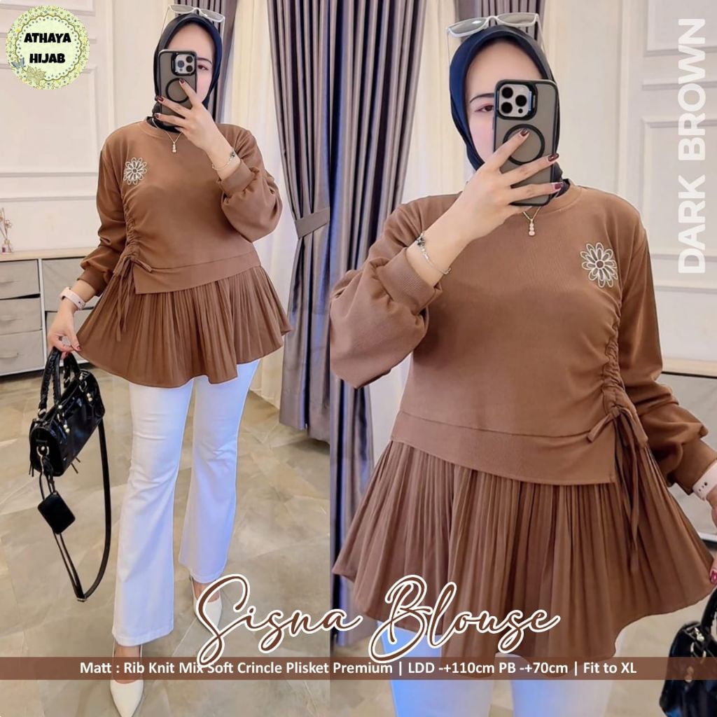 ( COD ) 100% Original Sisna Blouse • Blouse Knit Plisket • Knit Blouse • Plisket Blouse • Blouse Pli