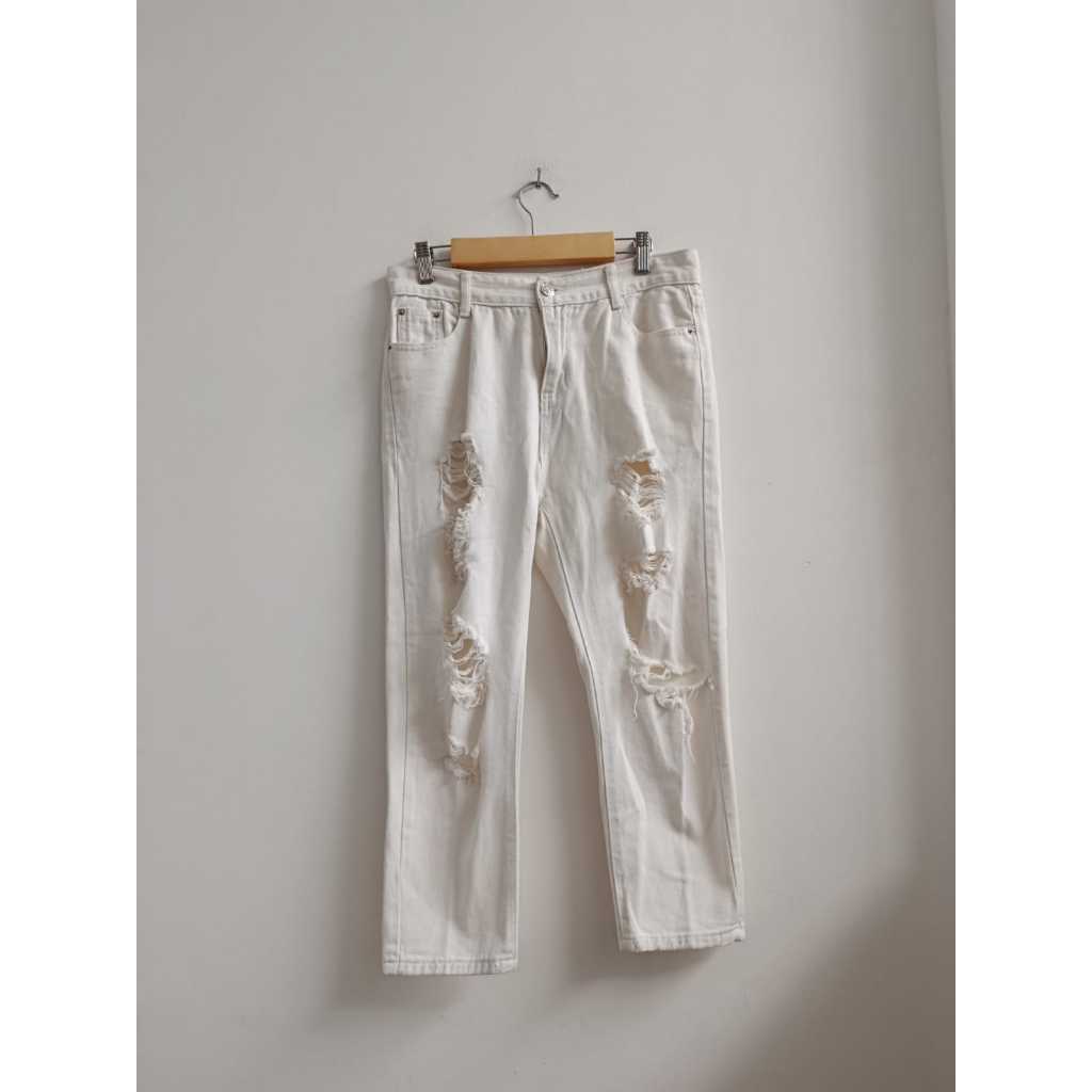 Celana Wanita Celana Jeans Putih Avenue