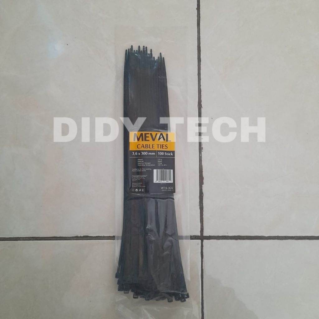 

Kabel Ties Merk MEVAL ukuran 3.6×300mm warna hitam