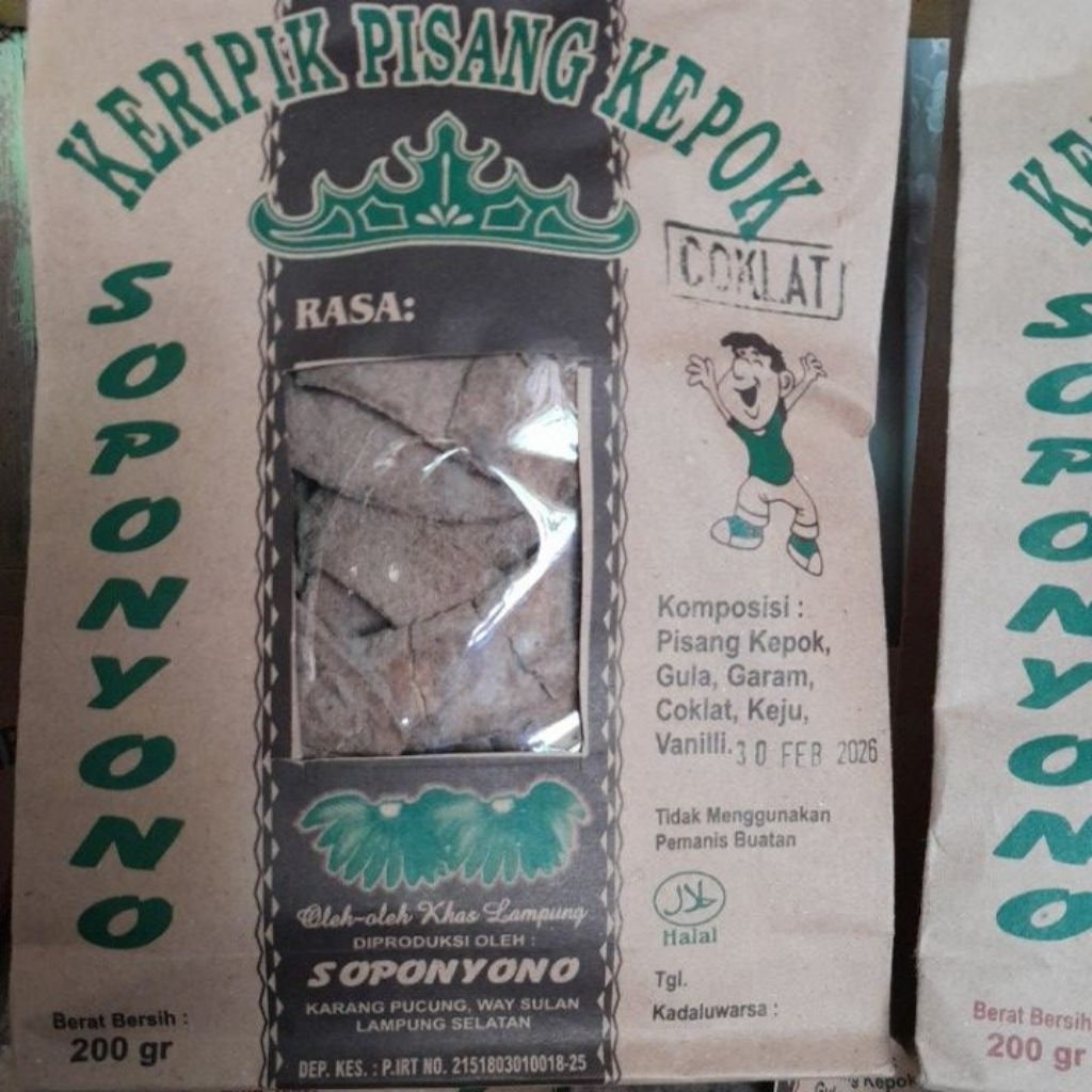 keripik pisang kepok SOPONYONO 200gram enak  coklat nikmat keripik terlaris