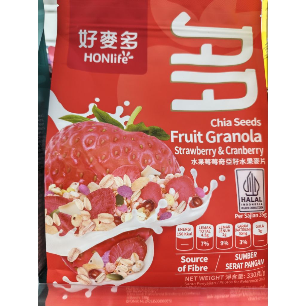 

Chia Seeds Fruit Yogurt Diet Granola / Sereal Honlife Granola Oatmeal / Fruit / Peach / Strawberry