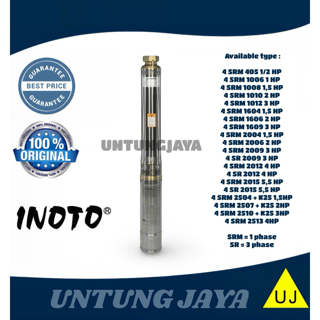 POMPA SUBMERSIBLE INOTO 4 SRM 2012 4 HP // POMPA CELUP INOTO 4SRM2009 4HP // JUAL POMPA INOTO SURABA