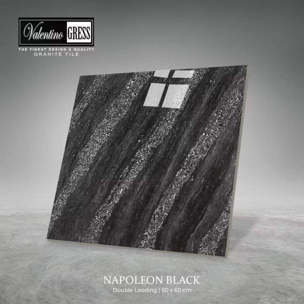 Granit Valentino Gress 60x60 Napoleon Black | Glossy/Double Loading