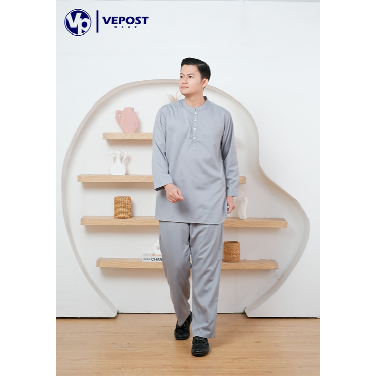 Baju Muslim Pria Koko Stelan Model Polos Bahan Original Terbaru Bahan Cotton Cigarette Adem Dipakai