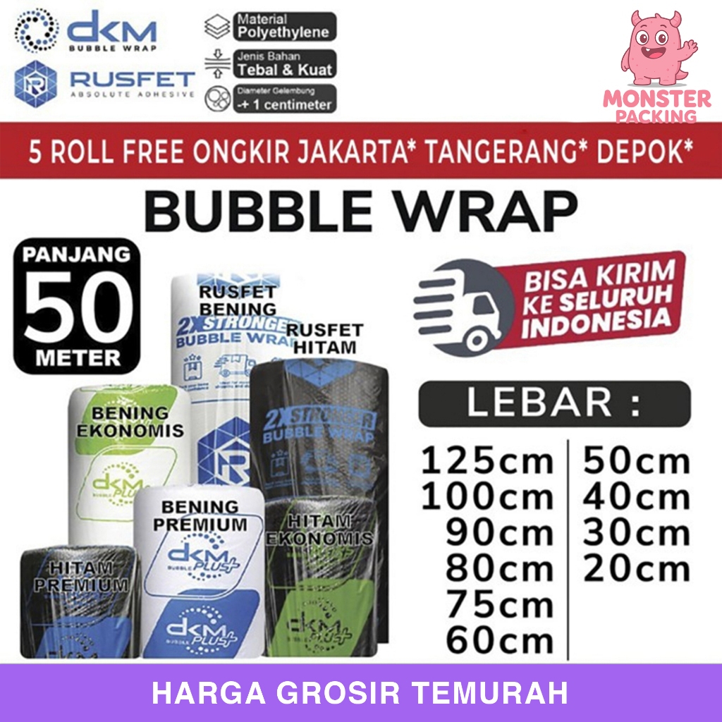 

PLASTIK BUBBLE WRAP 125CM X 50M / BUBBLE WRAP DKM PLUS KUALITAS PREMIUM TERMURAH GROSIR