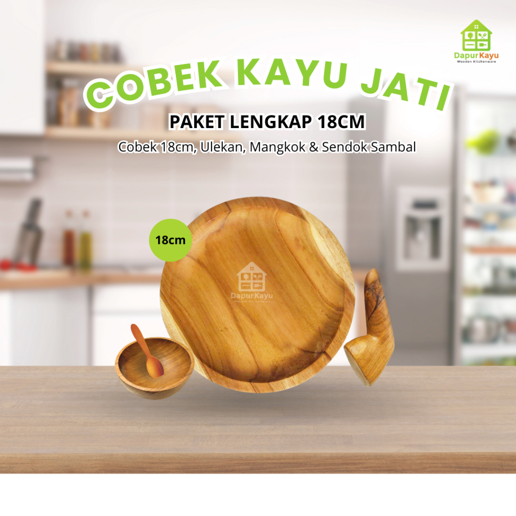 Cobek Kayu Jati Alami Tanpa Pernis