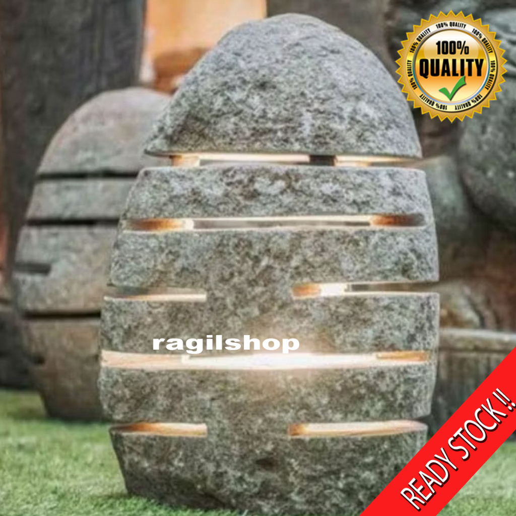Kap Lampu Taman Batu Alam Klasik Seni Elemen Dekoratif Outdoor Awet Suasana Natural Karya Seni Hiasa