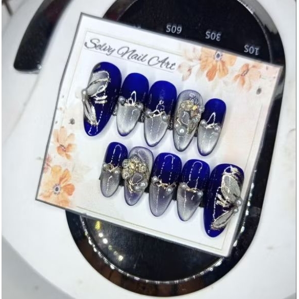 kuku palsu wedding navy / press on nail navy