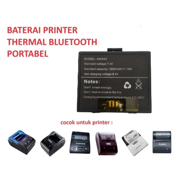 Baterai Batrai Printer Bluetooth Thermal Mini Portabel