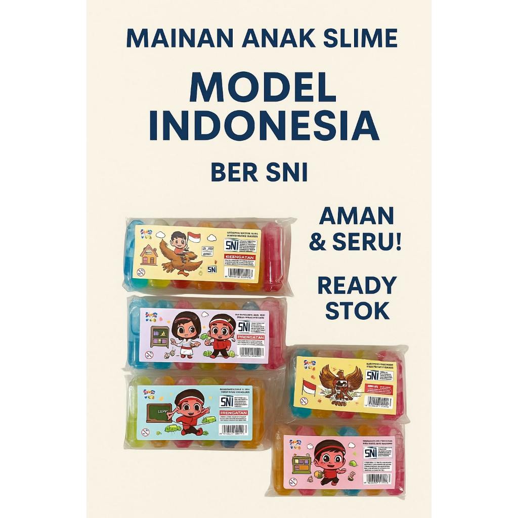 Mainan Anak Slime Isi 6 Ber-SNI Aman Kreatif Ready Stock Produk Asli Indonesia-Slime Warna Warni Isi